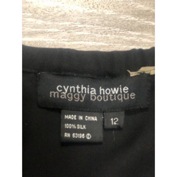 Cynthia‎ Howie Skirt Womens SZ 12 Black Floral Silk Whimsigoth Boho Hippie - Picture 2 of 5